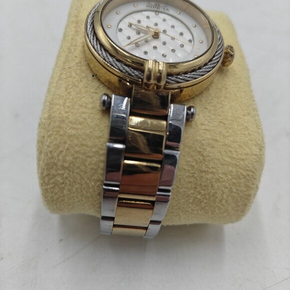 Invicta Bolt Two-Tone Quartz Watch Gold Silver Bracelet Diamond Dial EUC Working - Picture 2 of 16